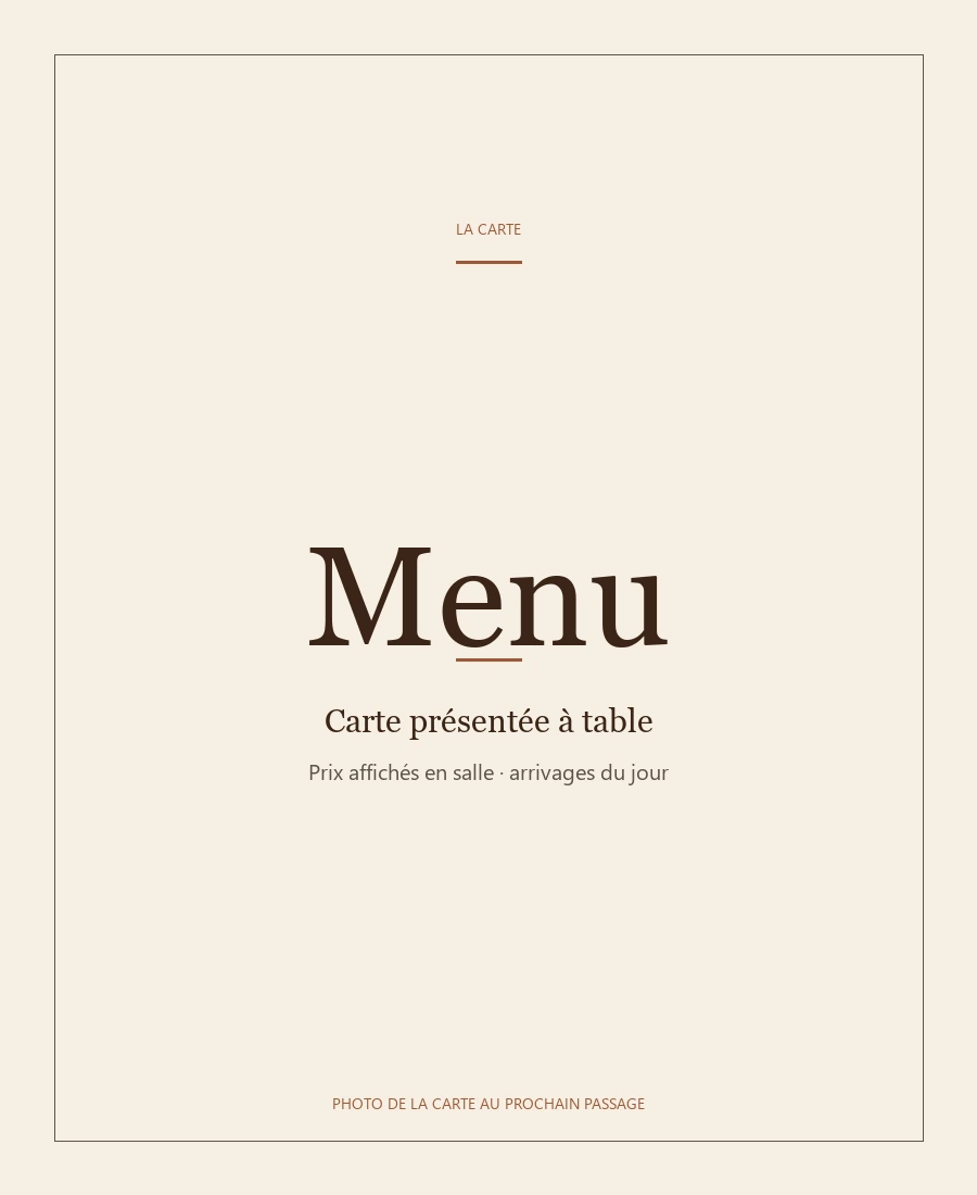 Carte O Douceurs d'Orikel, photo de la carte au prochain passage